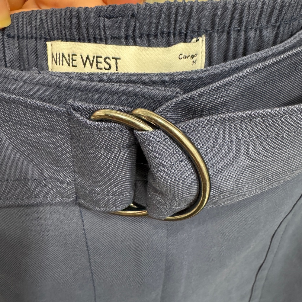 Nine West Women's Navy Blue Cargo Jumpsuit Pants; preppy beachy business - Picture 3 of 9